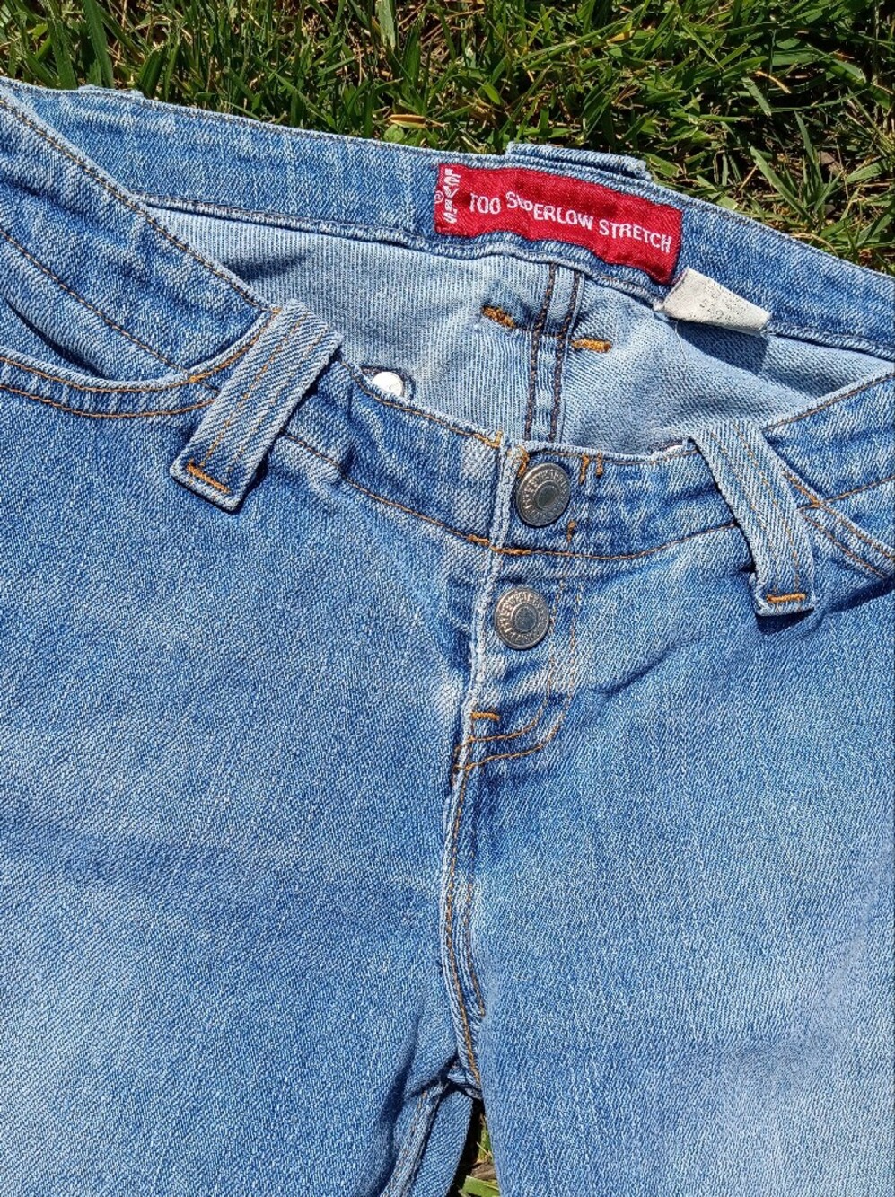 Levi's 522 Too Superlow Stretch Flare Jeans Vintage Low Rise Light Wash Denim